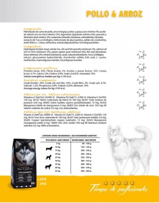 Pienso Perros Tiempo de Profesionales Pollo y Arroz 1,5 kg